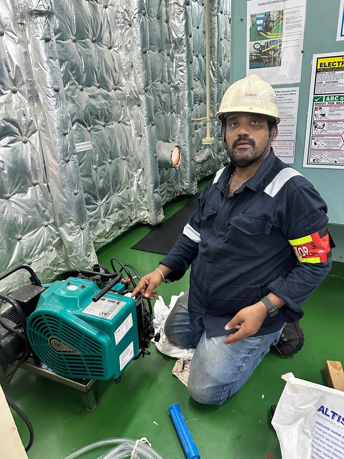 Air compressor supply and service on board